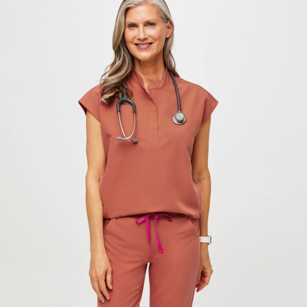 Terracotta Rafaela™ - Oversized Scrub Top and Terracotta Tall jogger scrub pants